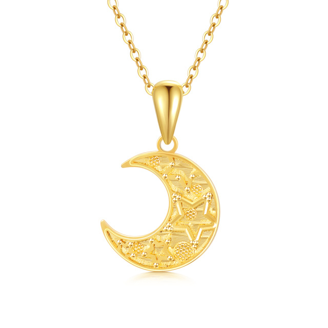 18K Gold Moon Pendant Necklace-0