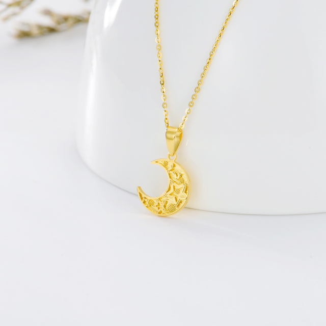 18K Gold Moon Pendant Necklace-3