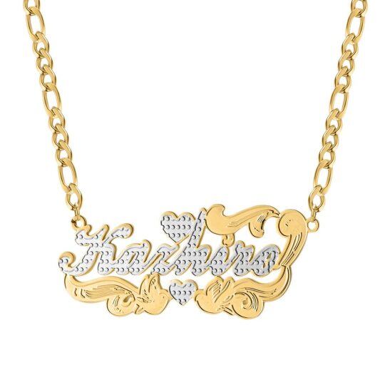 10K Gold Two-tone Personalized Classic Name Pendant Necklace