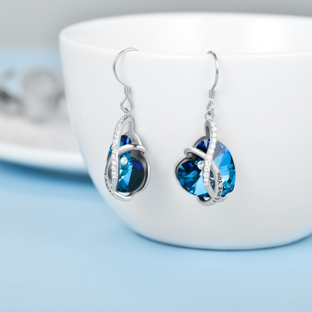 Brincos de cristal azul em formato de coração em prata esterlina 925 para mulheres-4