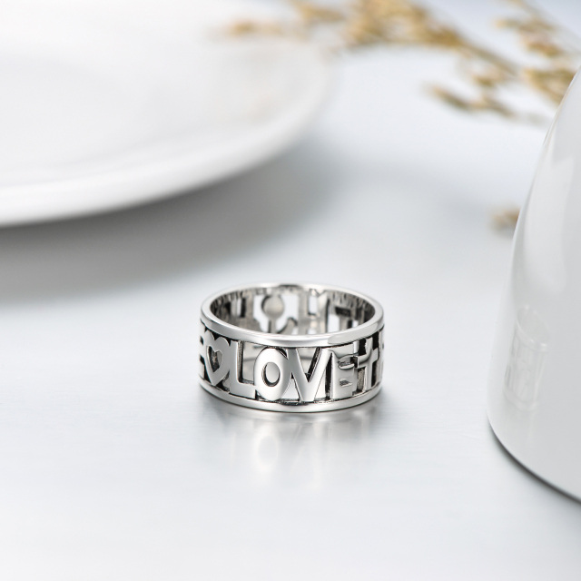 Sterling Silver Cross Ring with Engraved Word-4