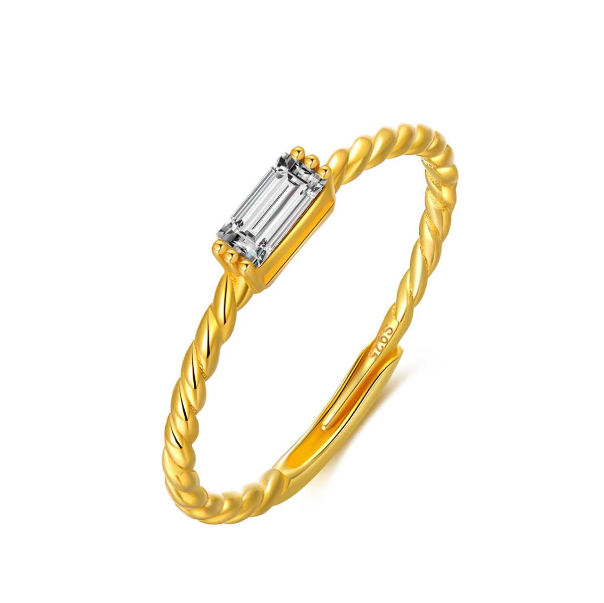 Sterling Silver with Yellow Gold Plated Open Ring-1