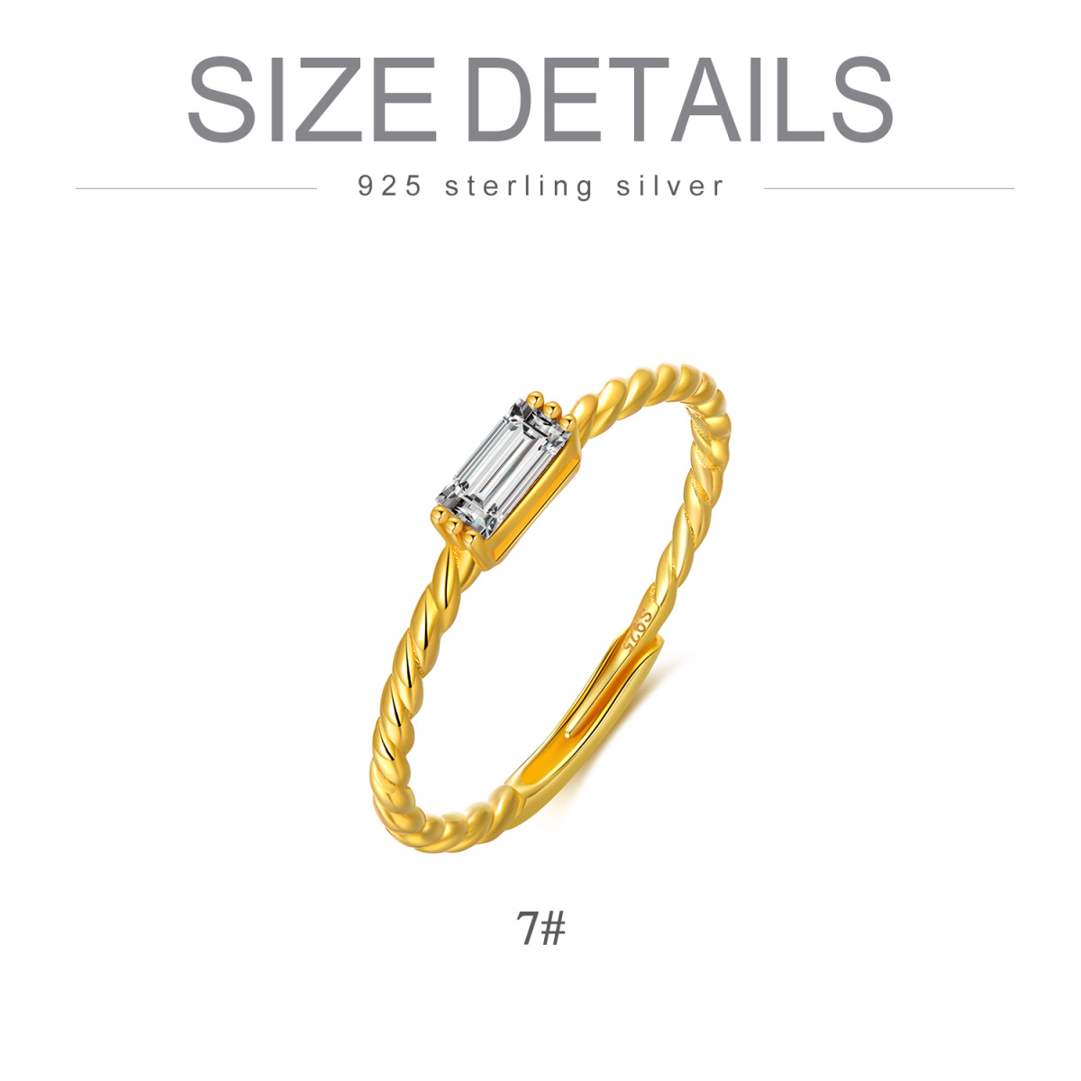 Sterling Silver with Yellow Gold Plated Open Ring-6