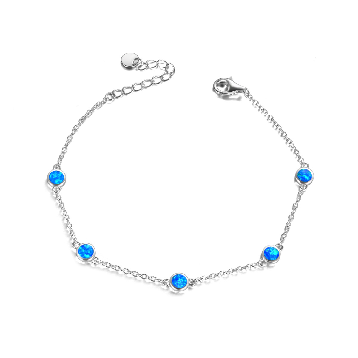 Bracelet en argent sterling avec pendentif en forme d'opale ronde et sphérique-1