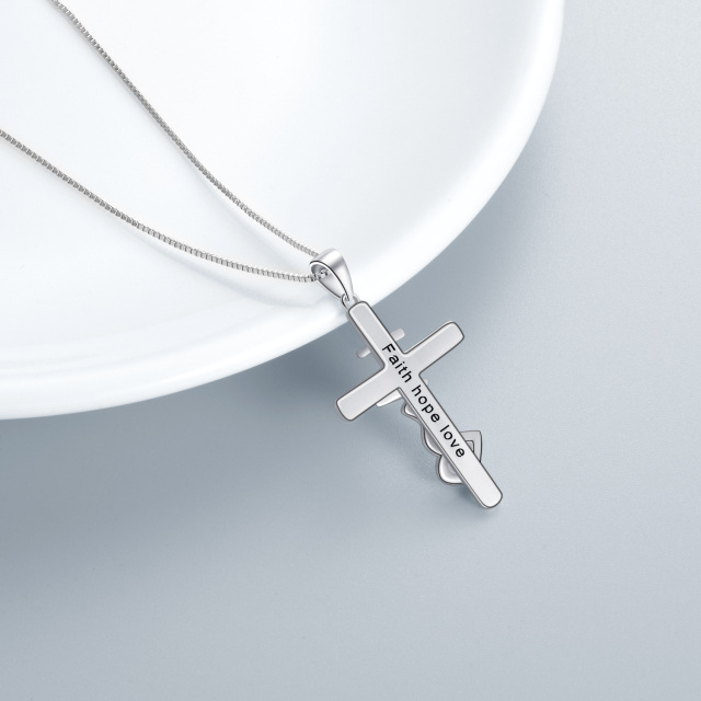Sterling Silver with Yellow Gold Plated Cross Pendant Necklace-4