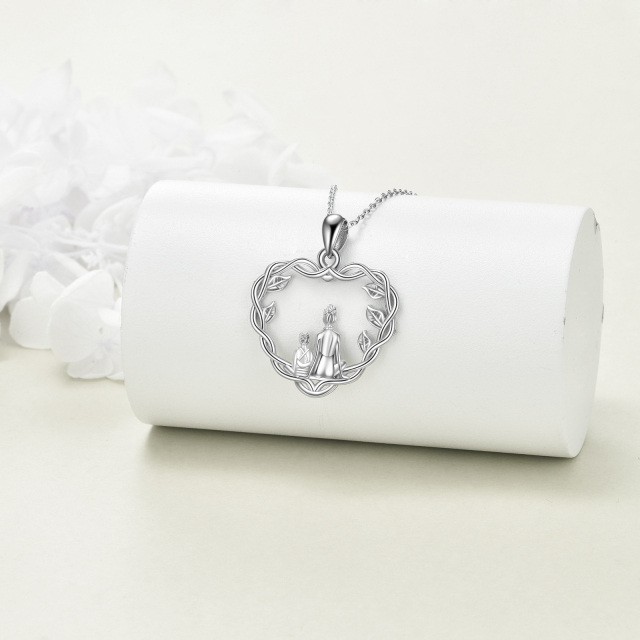 Collier en argent sterling avec pendentif en forme de coeur de grand-mère et de mère en forme de feuilles-2