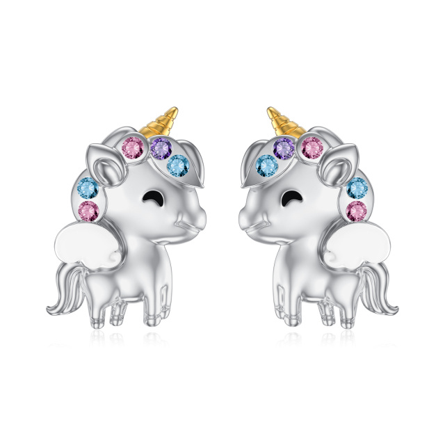 Pendientes de unicornio para niñas Joyería de unicornio de plata de ley 925 Regalos de unicornio para niñas Mujeres Hija-0