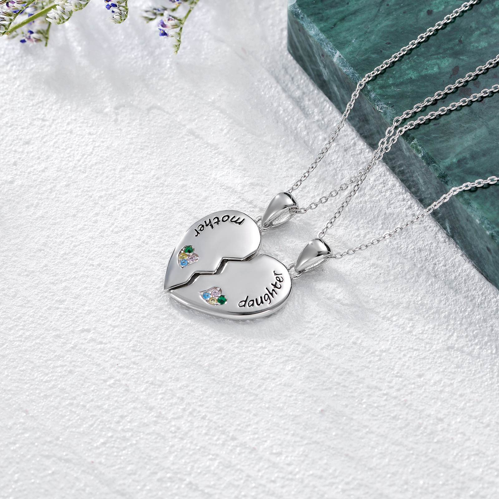 Mother Daughter Necklace for 2 SET Sterling Silver Heart Necklace ...