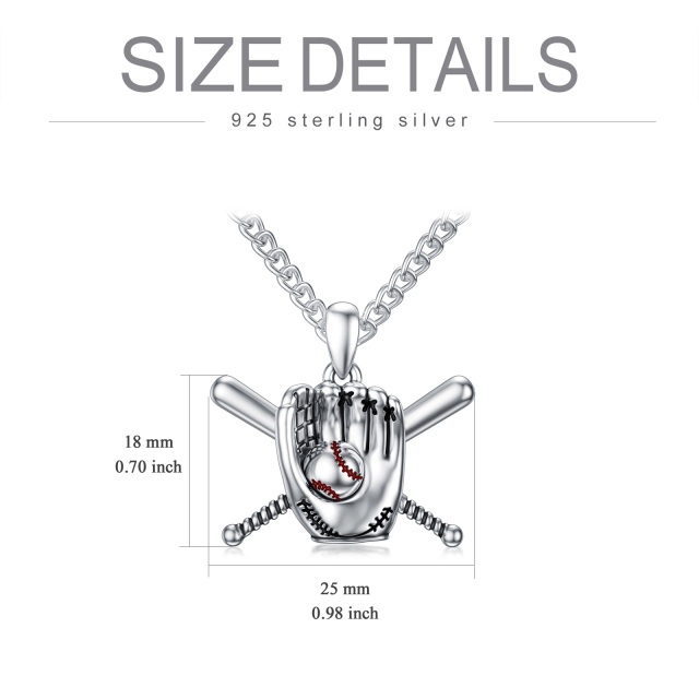 Sterling Silver Baseball Pendant Necklace for Men-7