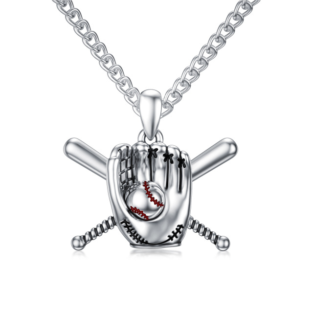 Sterling Silver Baseball Pendant Necklace for Men-0