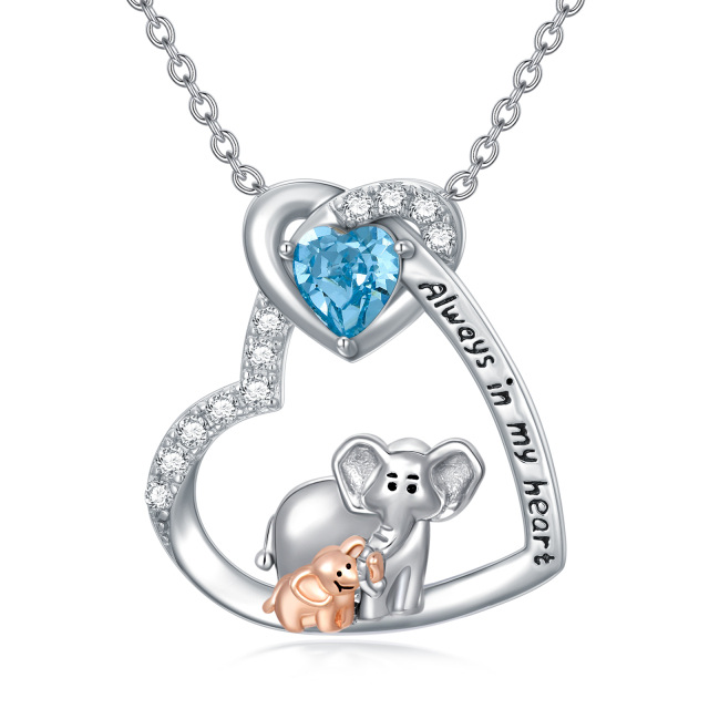 Sterling Silver Two-tone Crystal Elephant Pendant Necklace-0