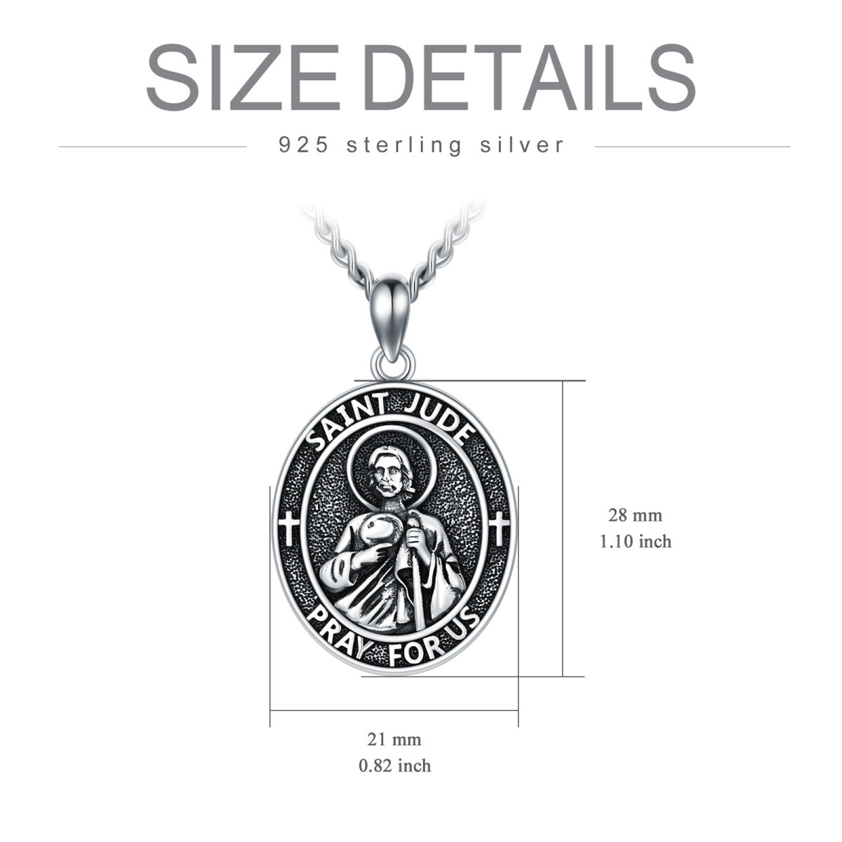 Collier en argent sterling avec pendentif Saint Jude pour hommes-4