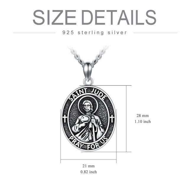Sterling Silver Saint Jude Pendant Necklace for Men-3