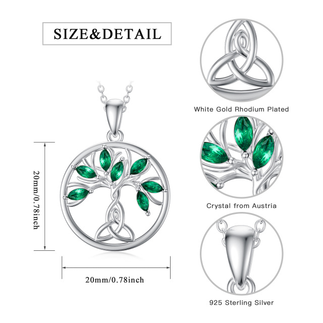 Sterling Silber Kristall Baum des Lebens & keltischen Knoten Anhänger Halskette-5