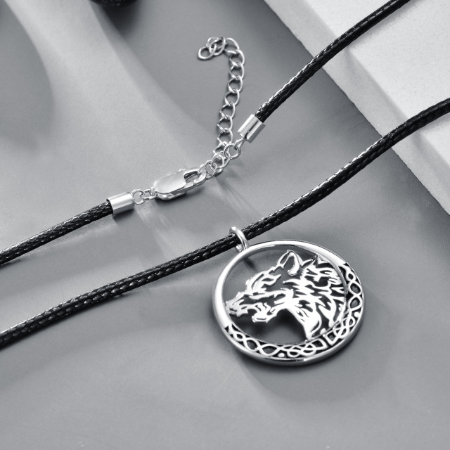 Sterling Silver Wolf Pendant Necklace-5