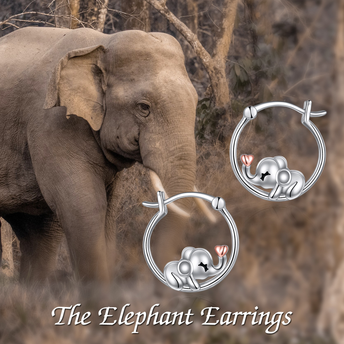 Sterling Silver Two-tone Elephant Stud Earrings-6