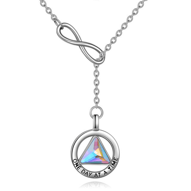 Collier en Y ajustable en argent sterling avec mot gravé, symbole des Alcooliques anonymes-0