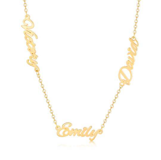 Sterling Silver with Yellow Gold Plated Personalized Classic Name Pendant Necklace