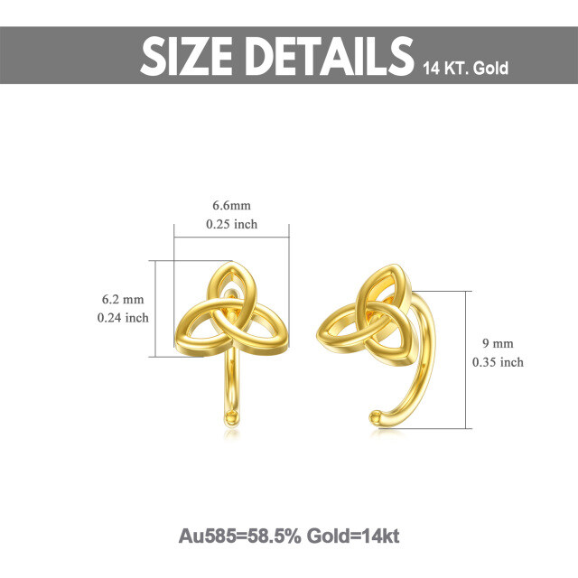 14K Solid Gold Half Hoop Celtic Knot Stud Earrings for Women-4