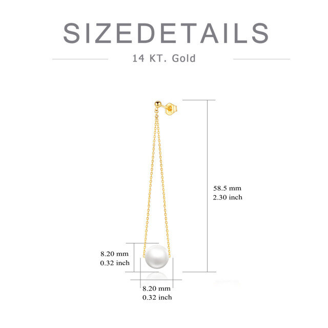 14K Gold Pearl Drop Earrings-5