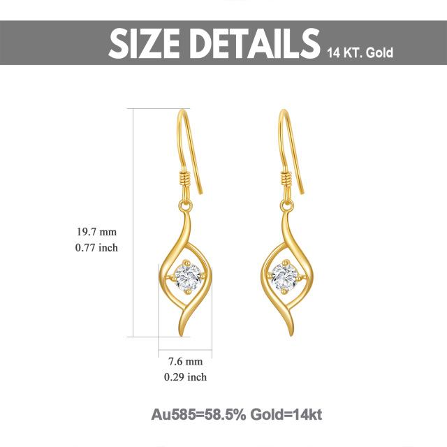 14K Gold Round Moissanite Drop Earrings-2