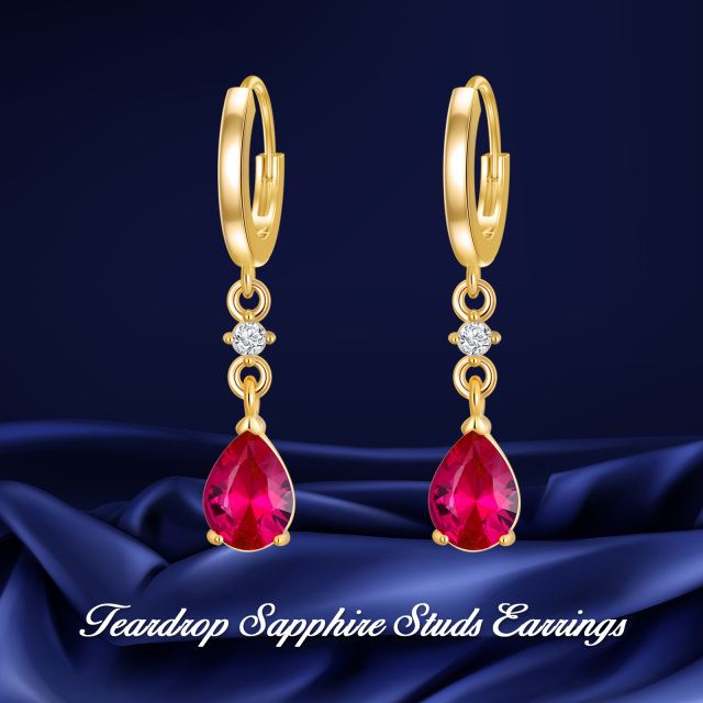 Sterling Silver with Yellow Gold Plated Crystal & Cubic Zirconia Personalized Birthstone Drop Earrings-6