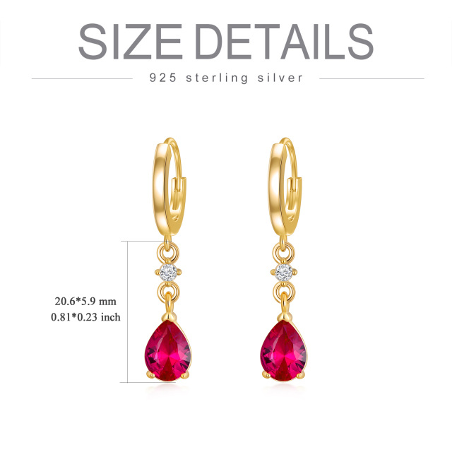 Sterling Silver with Yellow Gold Plated Crystal & Cubic Zirconia Personalized Birthstone Drop Earrings-5