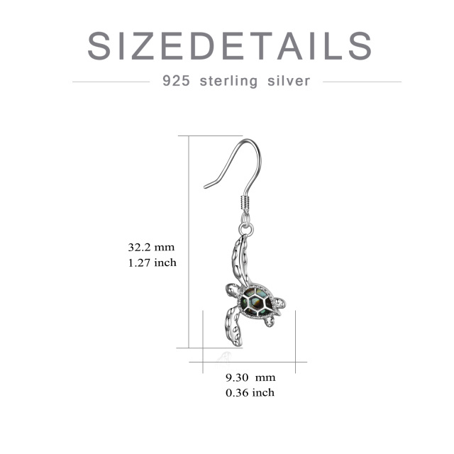 Sterling Silver Abalone Shellfish Sea Turtle Drop Earrings-4
