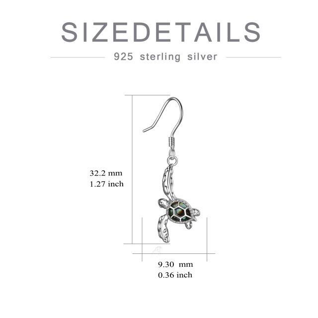 Pendientes Abalone Shellfish Sea Turtle de plata de ley-4