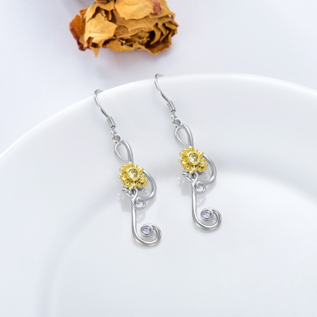 Boucles d'oreilles pendantes en argent sterling et plaqué or rose avec symbole de tourneso-2