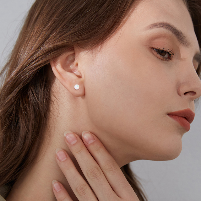 14K Gold Stud Earrings Opal Stud Earrings as Gifts for Women Daily-1