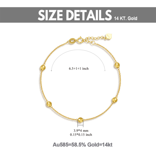 14K Gold Bead Bead Station Chain Bracelet-4