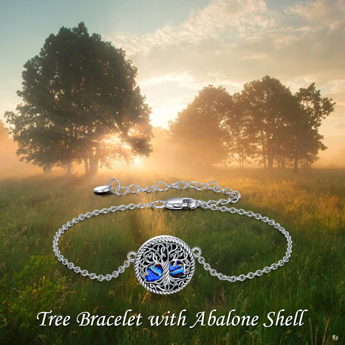 Sterling Silver Abalone Shellfish Tree Of Life Pendant Bracelet Anklet-6