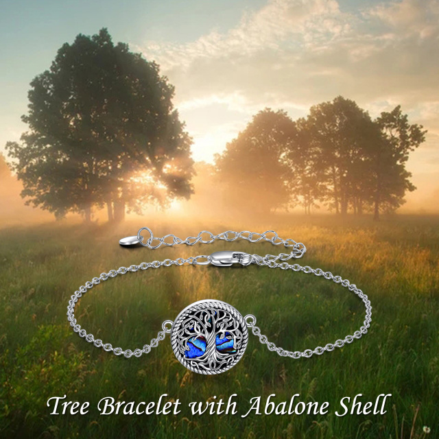 Sterling Silver Abalone Shellfish Tree Of Life Pendant Bracelet Anklet-5