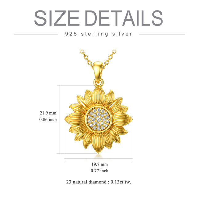 Collier en or 18K avec pendentif tournesol en forme de cercle et diamant-4