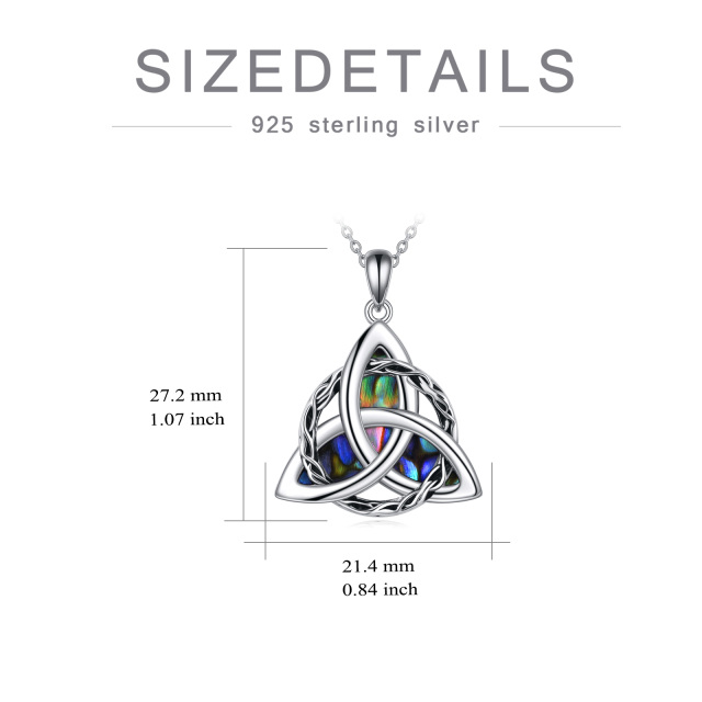 Sterling Silver Abalone Shellfish Celtic Knot Pendant Necklace-5