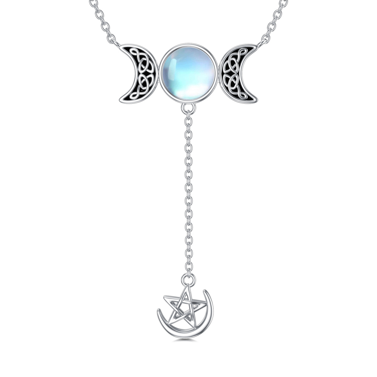 Collier en argent sterling avec pendentif en cristal de lune ronde-1