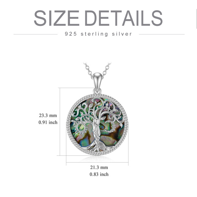 Sterling Silver Malachite Tree Of Life Pendant Necklace-3
