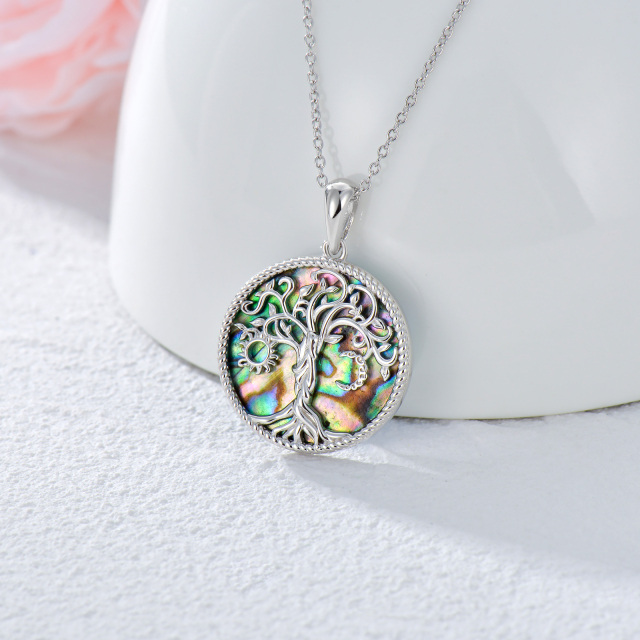 Sterling Silver Malachite Tree Of Life Pendant Necklace-2
