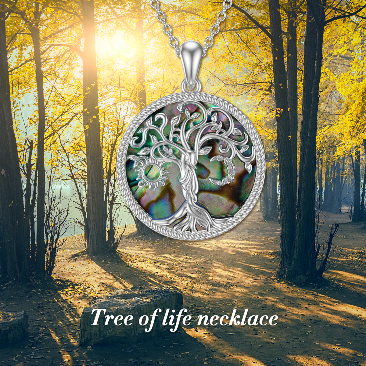 Sterling Silver Malachite Tree Of Life Pendant Necklace-5