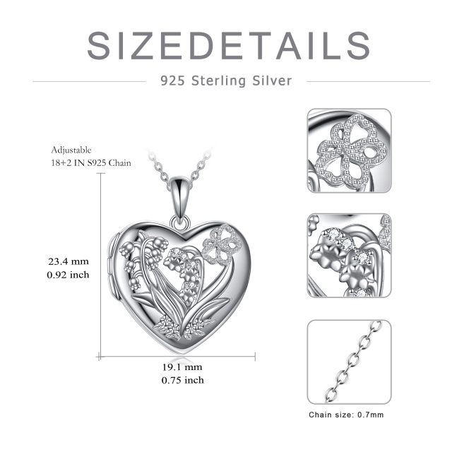 Sterling Silver Lily Of The Valley & Personalized Photo Personalized Photo Locket Necklace-5
