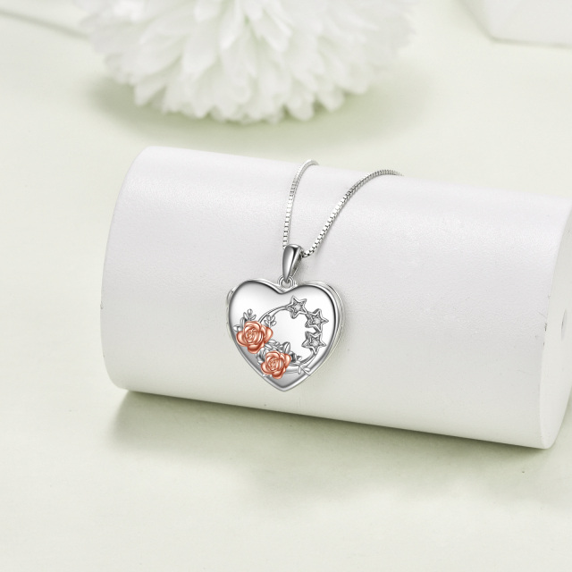 Sterling Silver Zircon Rose & Personalized Photo Personalized Photo Locket Necklace-3