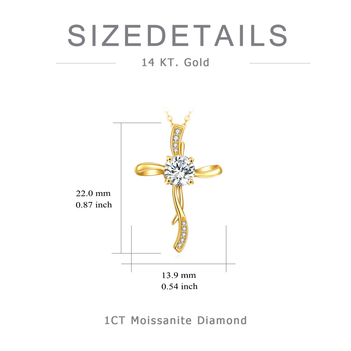 14K Gold Moissanite Cross Knot Pendant Necklace-5