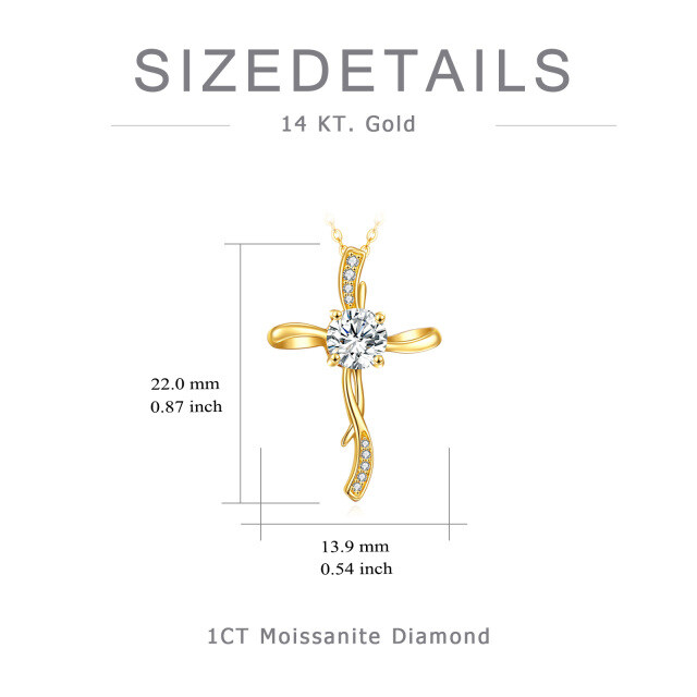 14K Gold Moissanite Cross Knot Pendant Necklace-4