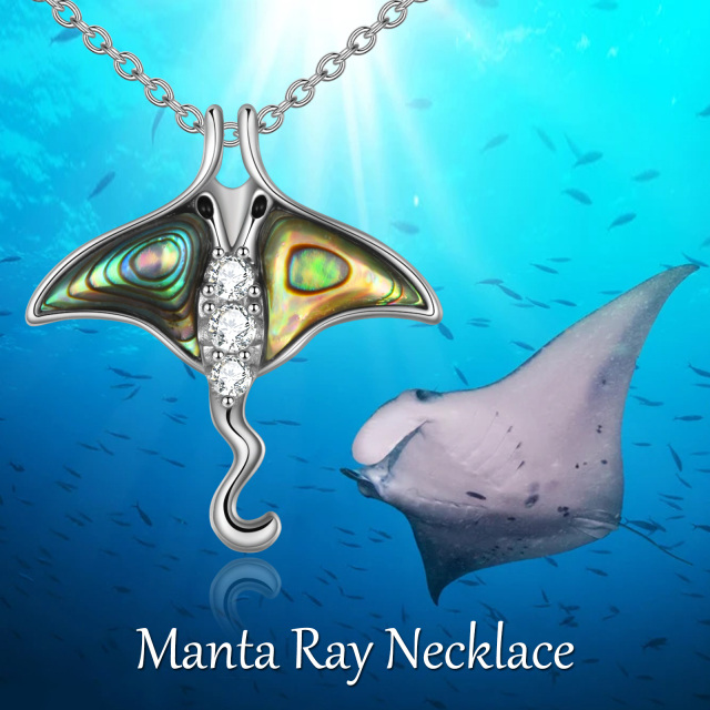 Sterling zilveren Cubic Zirconia Manta Ray hanger ketting-6