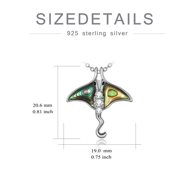 Sterling Silver Cubic Zirconia Manta Ray Pendant Necklace-5