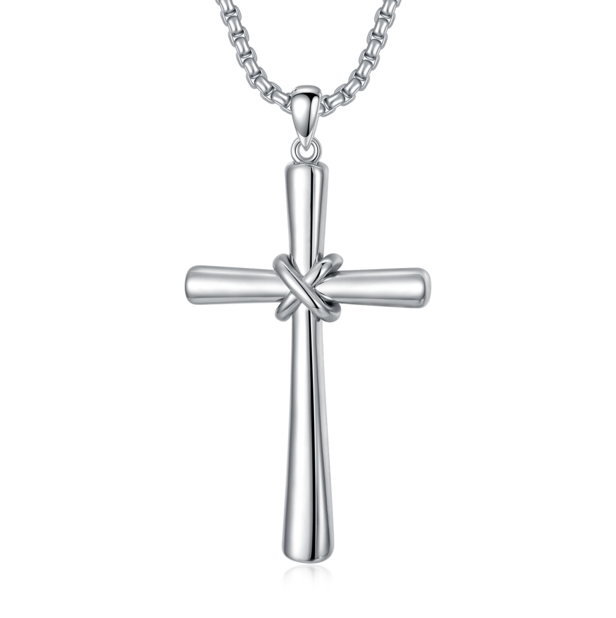 Collar de plata de ley con colgante en forma de cruz para hombre-1