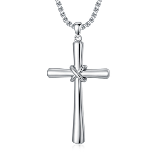 Collar de plata de ley con colgante en forma de cruz para hombre