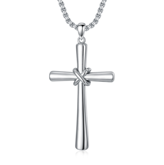 Collier en argent sterling avec pendentif en forme de croix pour hommes-0