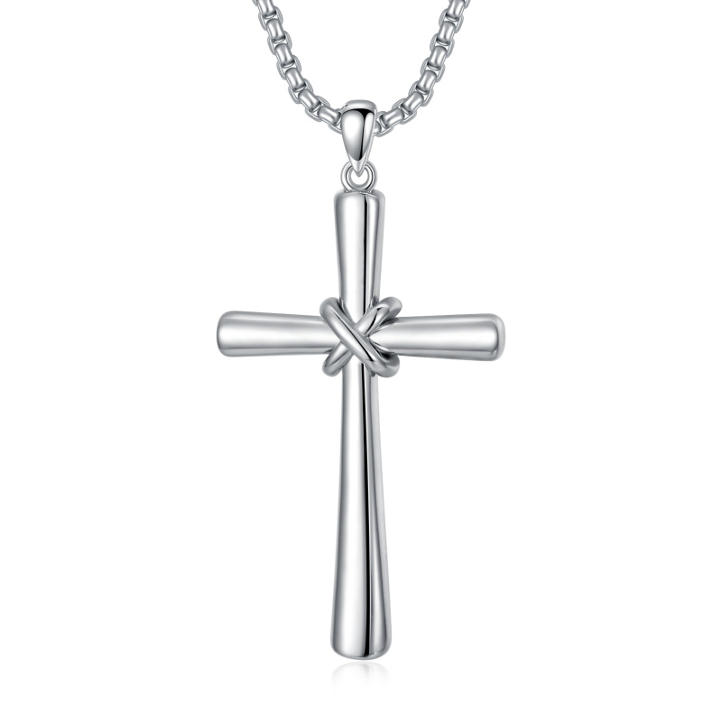 Sterling Silver Cross Pendant Necklace for Men